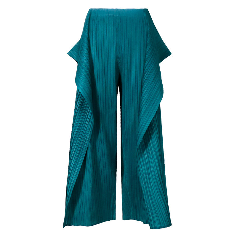 Double-Layer Top Vest Casual Wide-Leg Pants Irregular Fake Two-Piece Suit Women