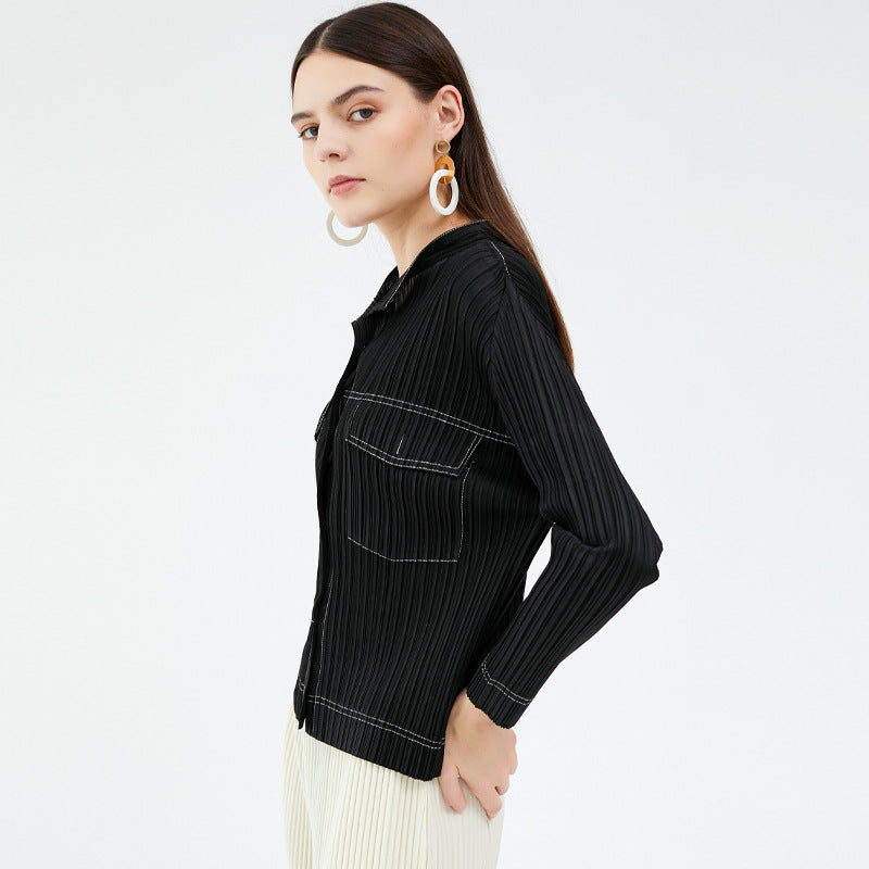 Long Sleeve Printed Denim Top Design Lapel Shirt Casual Shirt for Women