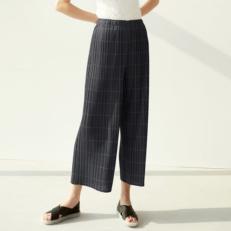 Ankle-Length Pants Solid Color Slim-Fitting Loose Versatile Slimming Straight Pants