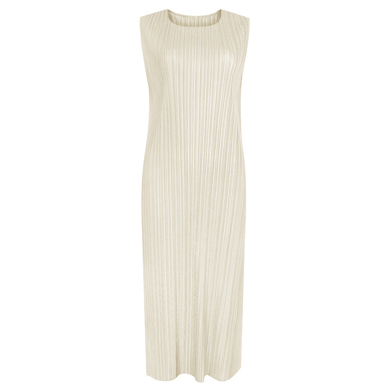 Design Sense Split Sleeveless Dress Women's Elegant Zipper Dress