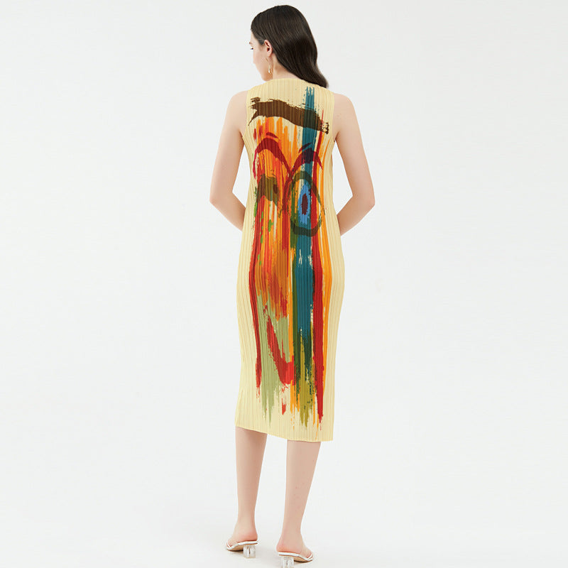 Commuter-Grade Design Printed Skirt Slimming Dress Women