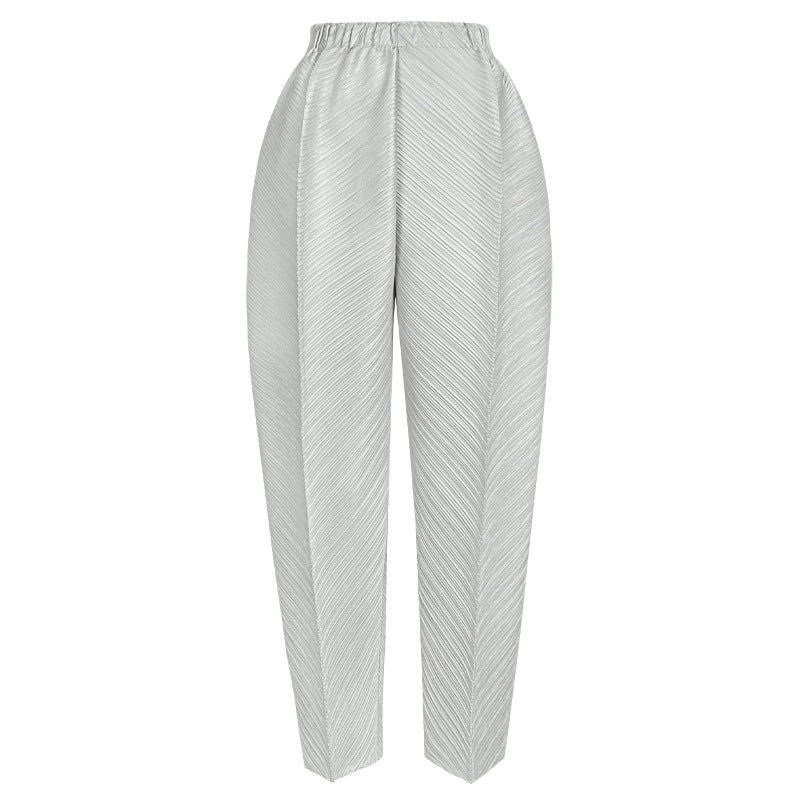 Elastic Waist Women's Winter Loose Waist Long Tapered Casual Pants Stretchy Harem Pants