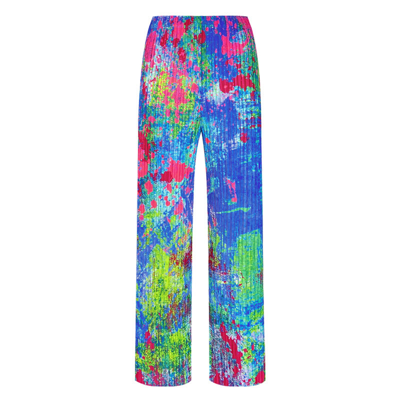 Printing Suit Women's Slim Hand-Painted Long-Sleeved Top Casual Pants Come to Two-Piece Suit Women