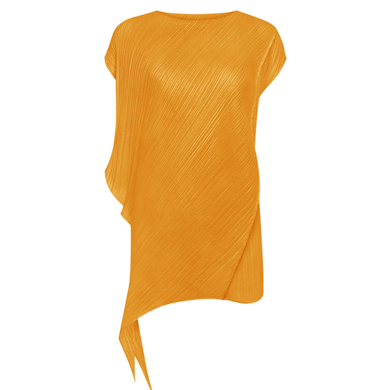 Design Casual round Neck Irregular Pullover Short Sleeve Loose T-shirt Women's Top