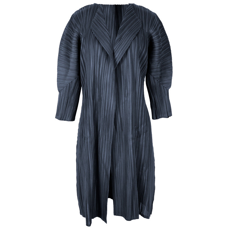 Mid-Length Top Thin Pleated Cardigan Jacket Long-Sleeved