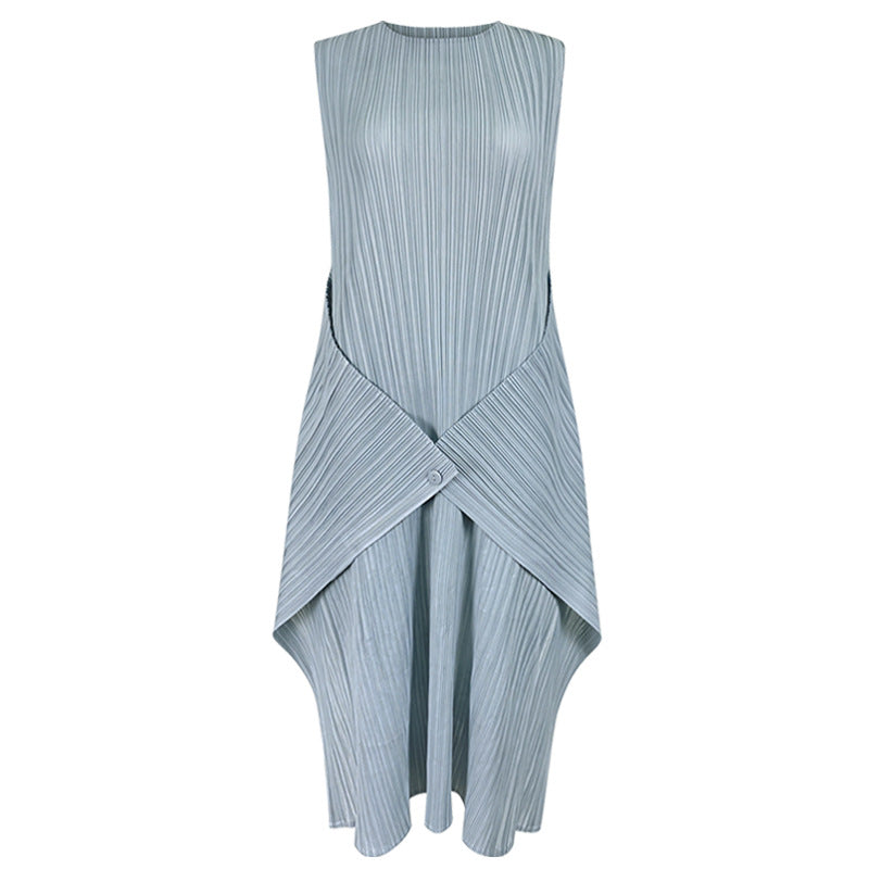 Casual Loose Slimming Sleeveless round Neck Sleeveless Swing Long Dress Women