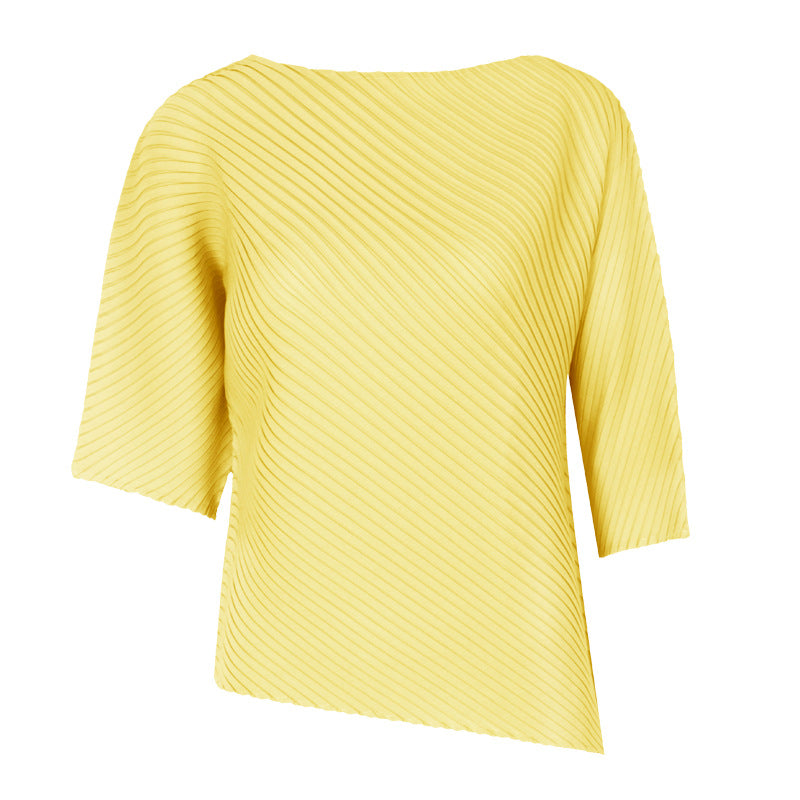 off-Shoulder Collar Irregular Top Women's Design Sense Niche Loose Three-Quarter-Length-Sleeved T-shirt Women