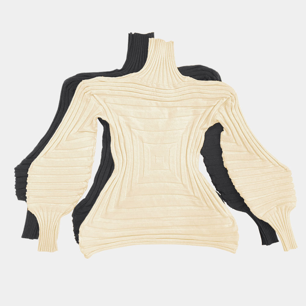 Diamond Sweater Women's Annual Lantern Sleeve Collar Thermal Slim Fit T-shirt Solid Color Top