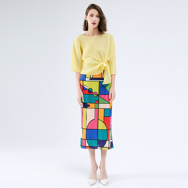 off-Shoulder Collar Irregular Top Women's Design Sense Niche Loose Three-Quarter-Length-Sleeved T-shirt Women