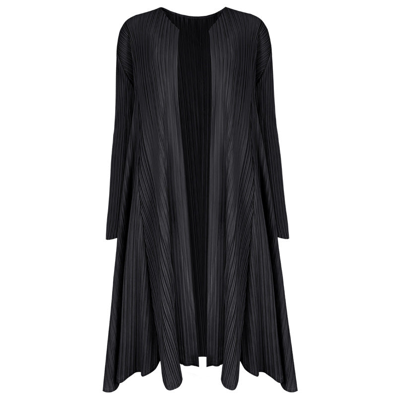 Basic Style Patchwork Cardigan Jacket Long-Sleeved Loose Comfortable Coat Women's Mid-Length