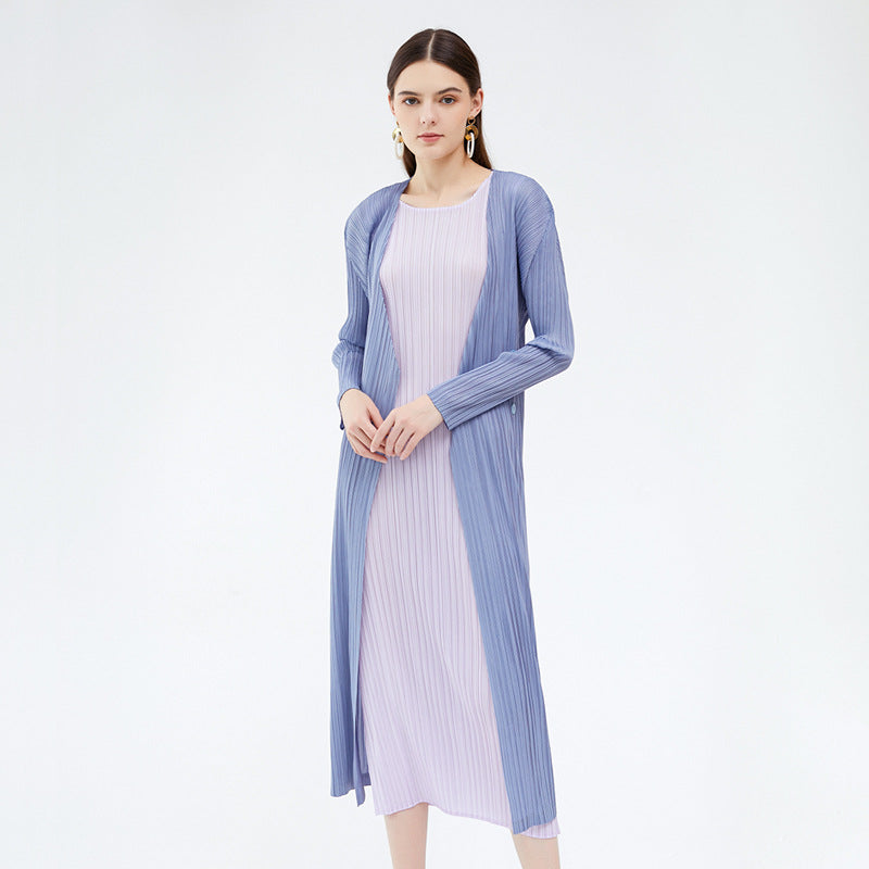 Loose Long Sleeve Trench Coat Long Solid Color Double Button Coat Cardigan for Women