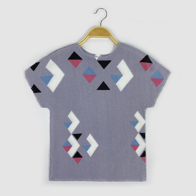 23me Series Comfortable and Stylish Fabric Stitching Smooth Elastic Breathable Short Sleeve Basic Top T-shirt for Women