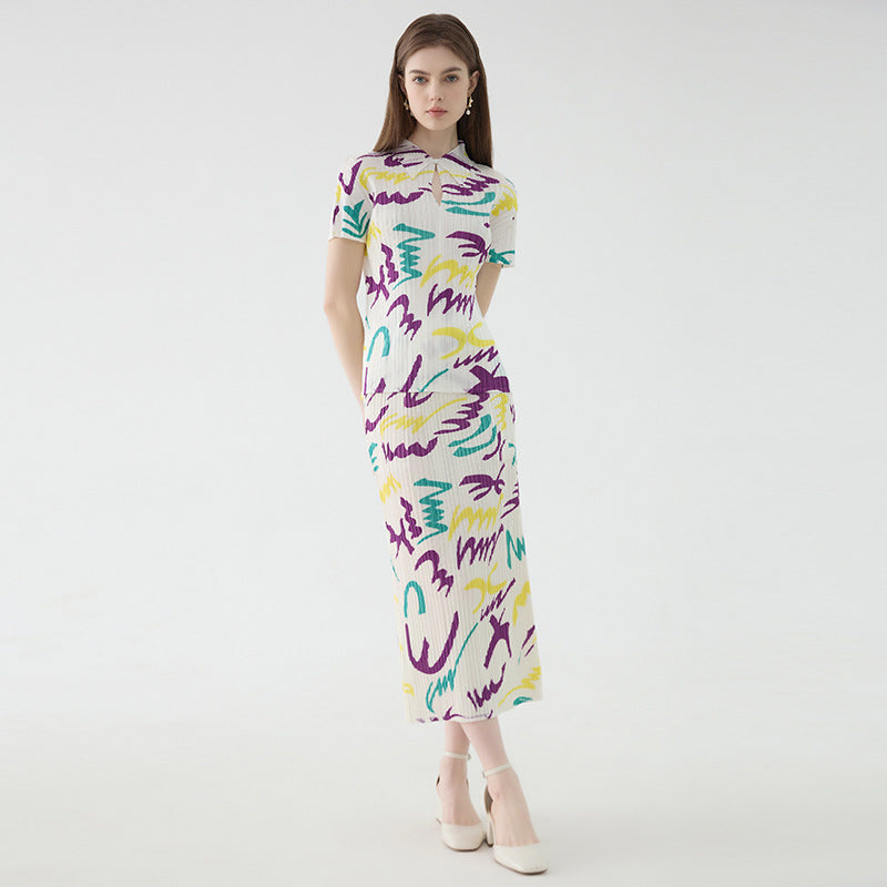 Letter Printing Suit Simple Short-Sleeved Shirt Slim Fit Two-Piece Overskirt Suit