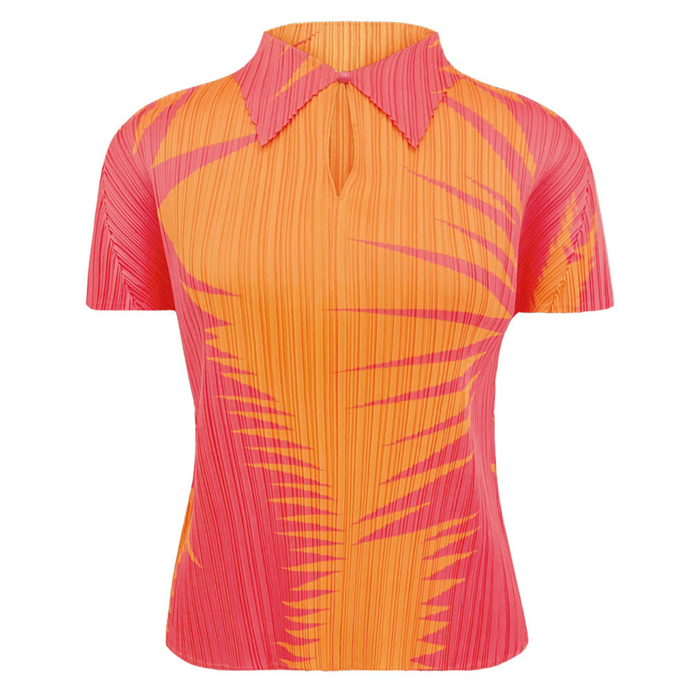 Lapel Short Sleeve Slim-Fit Printed Top Suit Women's Split Skirt Two-Piece Suit