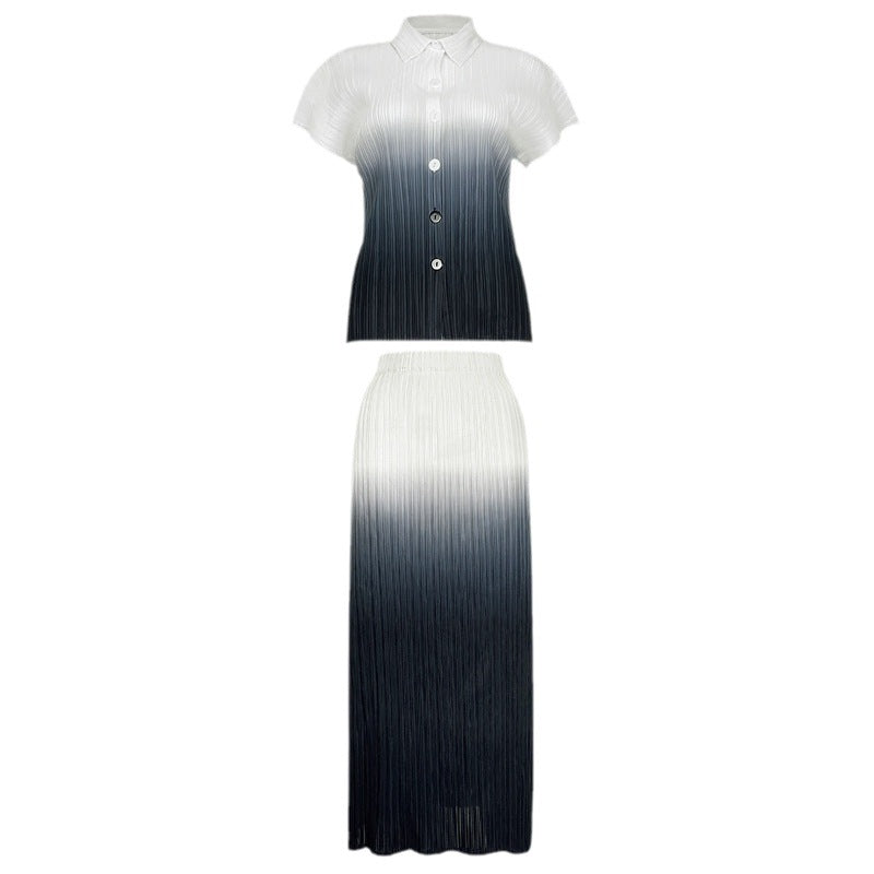 Petite Set Casual Design Blouse Gradient Temperament Twinset Female