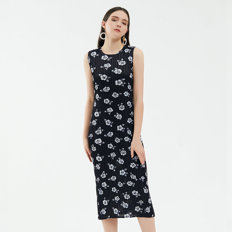 Grade Slimming Dress Elegance Sleeveless Floral Dress Female Summer