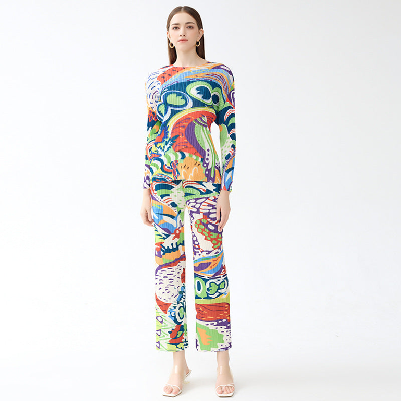 Clothing Painted Classic Style Long-Sleeve Suit Female Loose Two-Piece Suit Fashion