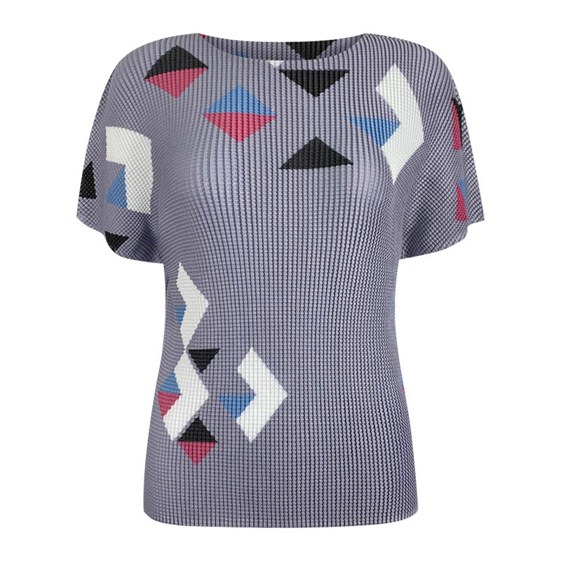 23me Series Comfortable and Stylish Fabric Stitching Smooth Elastic Breathable Short Sleeve Basic Top T-shirt for Women