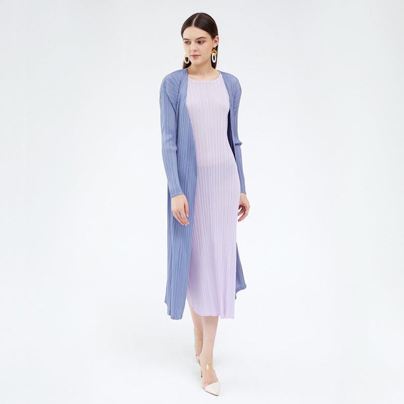 Loose Long Sleeve Trench Coat Long Solid Color Double Button Coat Cardigan for Women