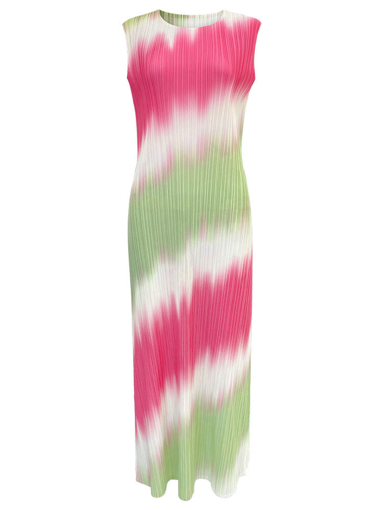 Gradient Slim Slimming round Neck Women's Two-Piece Dress Long-Sleeved Jacket A- line Skirt