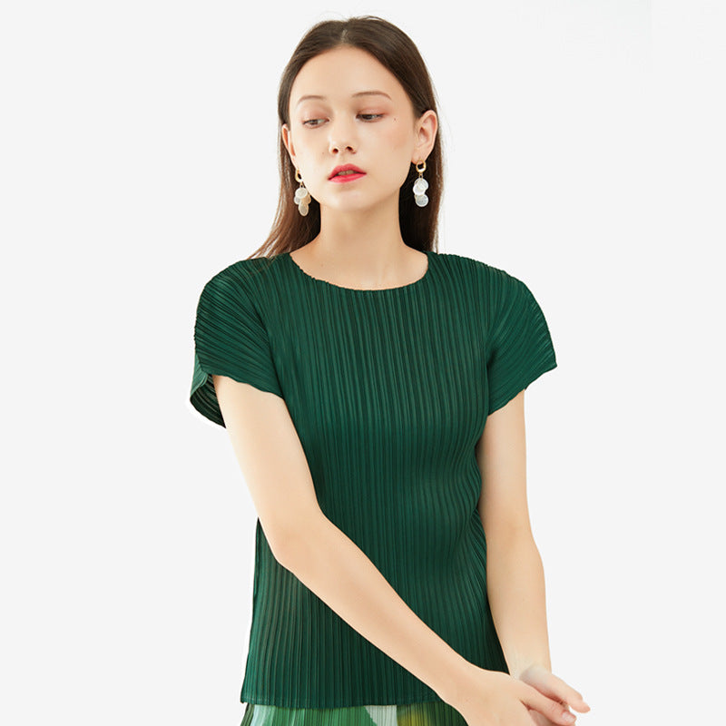 Inner Bottoming Shirt round Neck Short Sleeve T-shirt Women's Loose Leisure All-Matching Solid Color Top