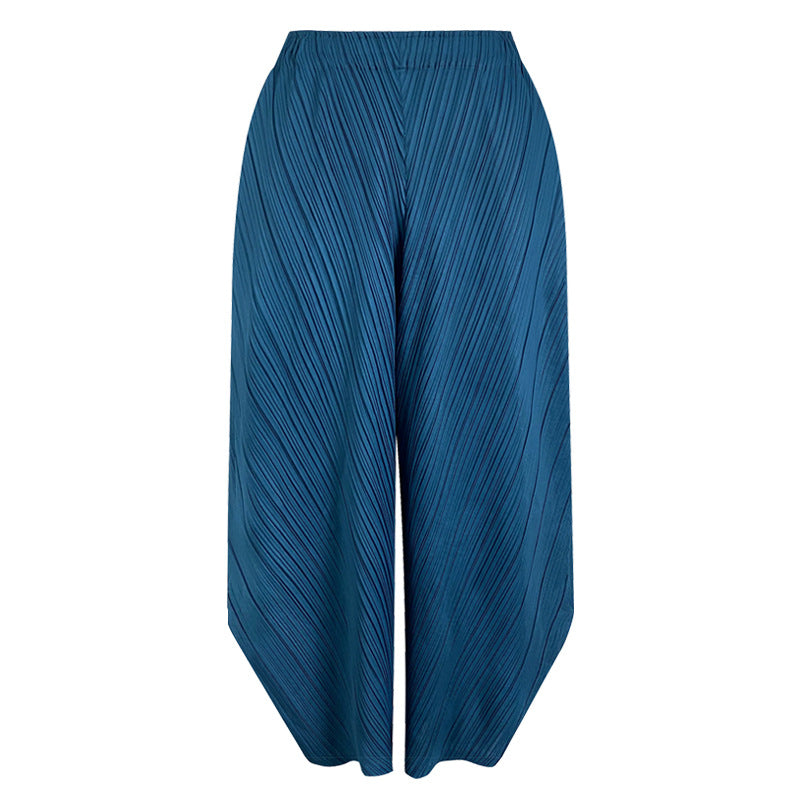 Bloomers Korean Style Waist Wide Leg Loose Solid Color Casual Medium Long Trousers Women