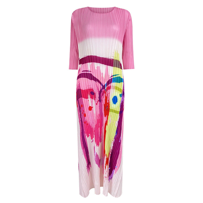 Niche Oil Painting Dress Women's Slimming Dress-Level Printed Floral Skirt