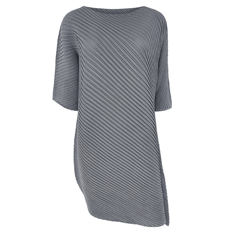 off-Shoulder Collar Irregular Top Women's Design Sense Niche Loose Three-Quarter-Length-Sleeved T-shirt Women