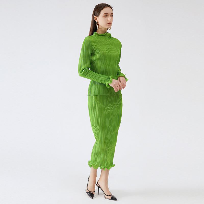 Casual Outfit Top Women's Fresh Green Summer A- line Skirt Suit Women