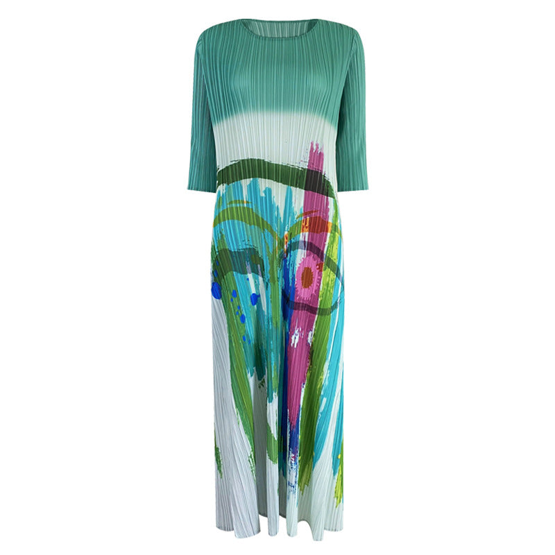 Niche Oil Painting Dress Women's Slimming Dress-Level Printed Floral Skirt