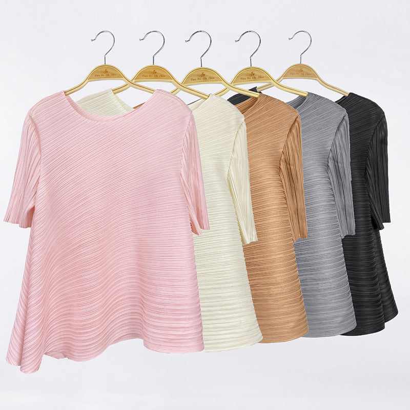 Basic Style Leisure Pullover round Neck Loose Women's T-shirt Top