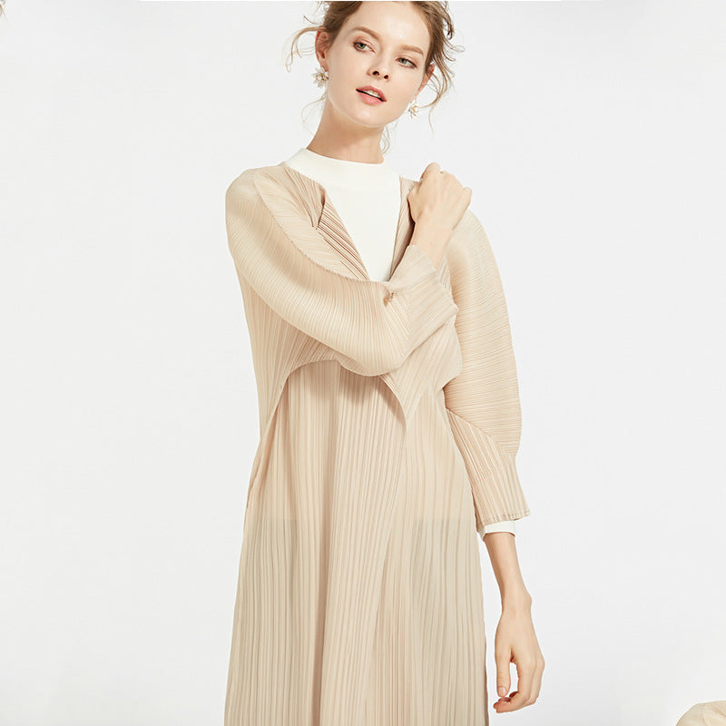 Mid-Length Top Thin Pleated Cardigan Jacket Long-Sleeved