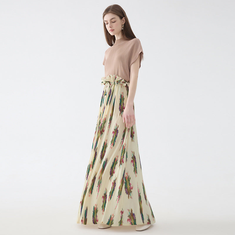 Oversized Pendulum Skirt New Printed Creative Style Long Wild Chiffon Skirt for Women