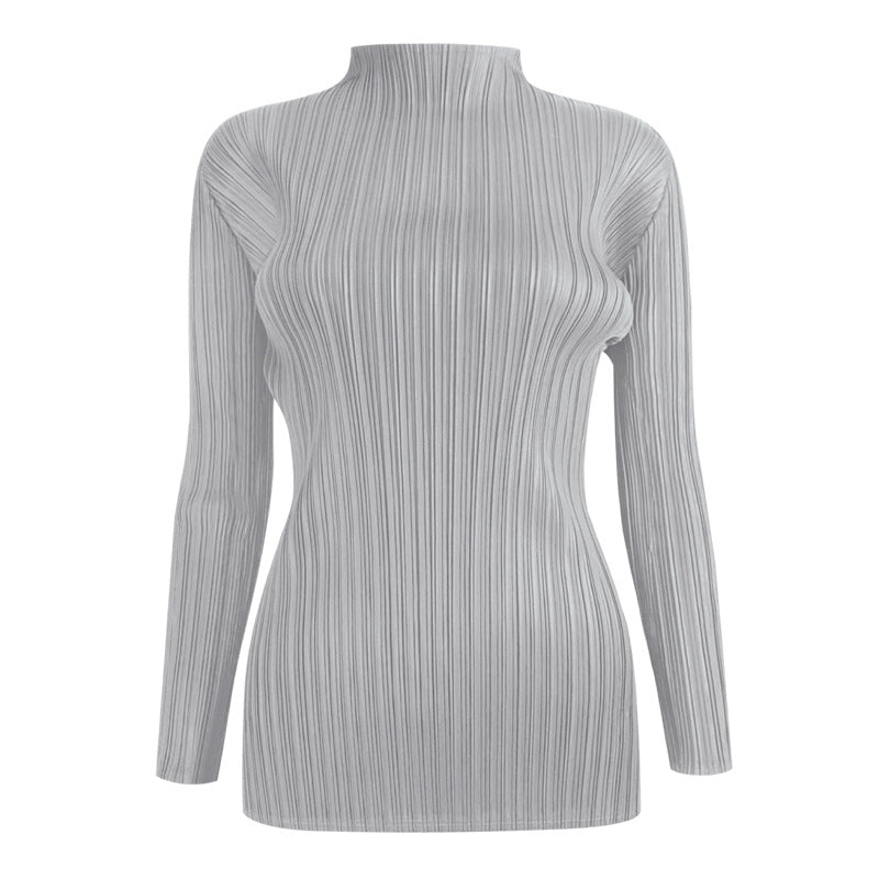 Simple Classic Long-Sleeved Top Women's Stand-up Collar Long Sleeve Shirt T-shirt