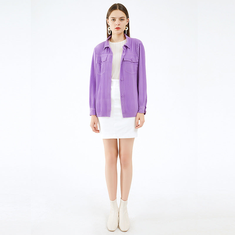 Casual Solid Color Shirt Women's Design Slim Fit Slimming Long Sleeves Women's Shirt