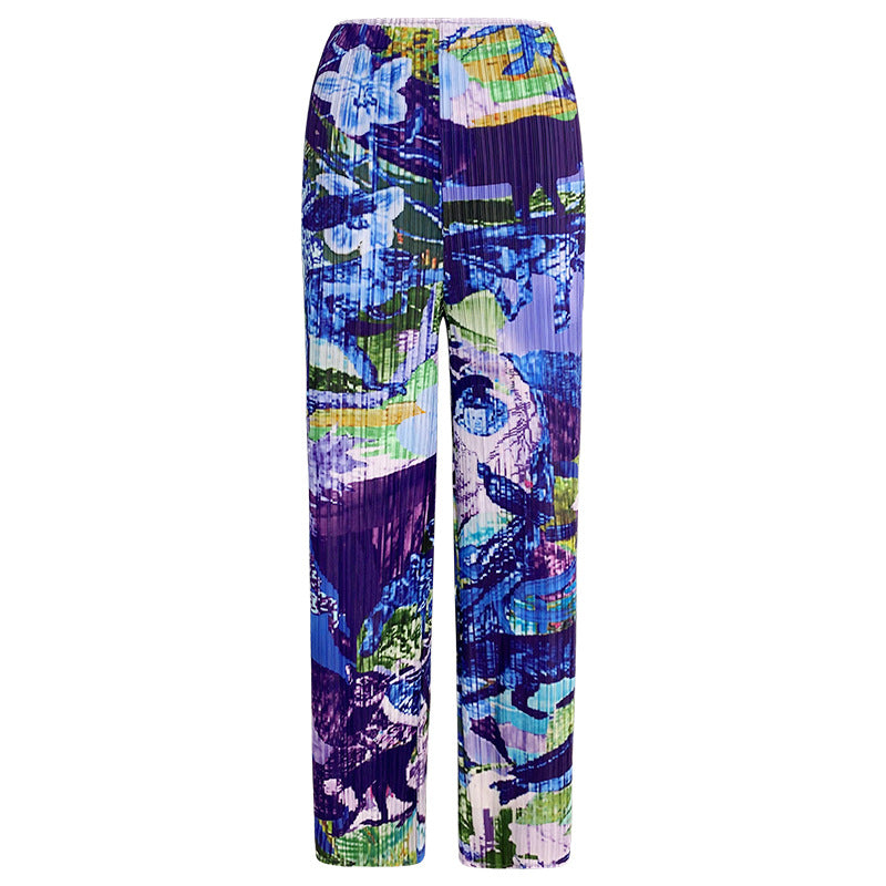 Nanyou Printed Painting Suit Long-Sleeved Jacket Straight Casual Pants Two-Piece Set