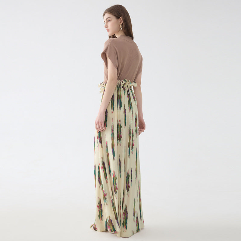 Oversized Pendulum Skirt New Printed Creative Style Long Wild Chiffon Skirt for Women