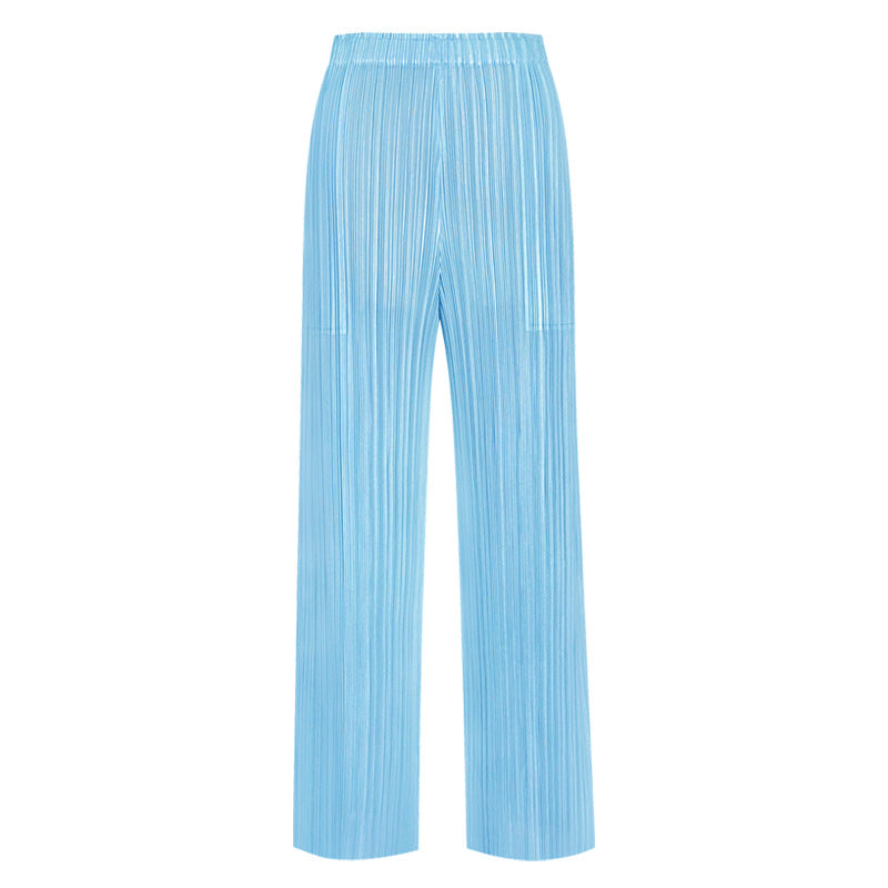 Loose Fabric Basic Style Straight Pants Cool Pants Comfort and Casual Solid Color Trousers for Women