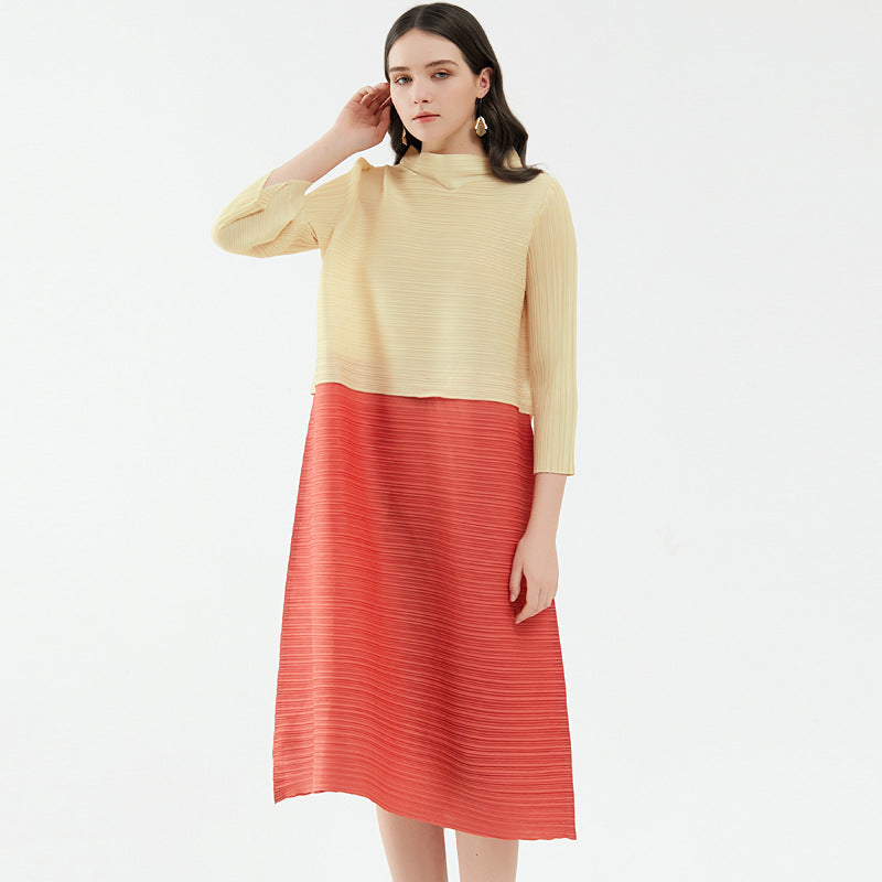 Autumn and Winter Trend Loose Casual Patchwork All-Matching Skirt Women's Mid-Length Dress