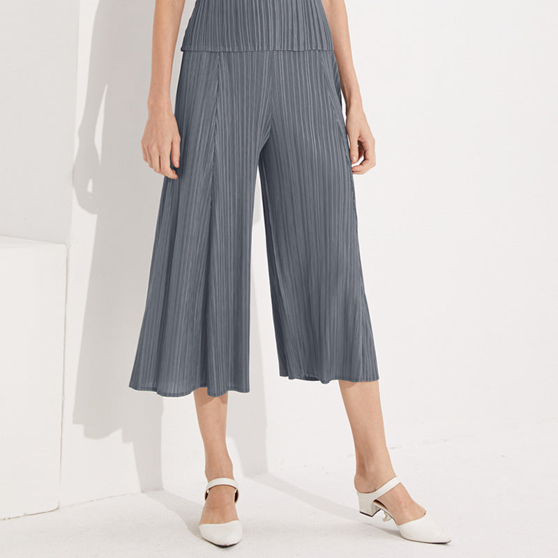 Casual Pants Draping Women's Loose All-Match Pleated plus Size Bell-Bottom Pants