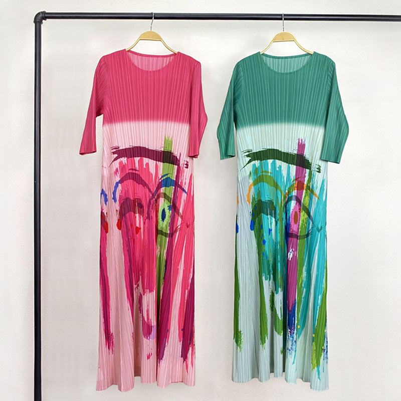 Niche Oil Painting Dress Women's Slimming Dress-Level Printed Floral Skirt