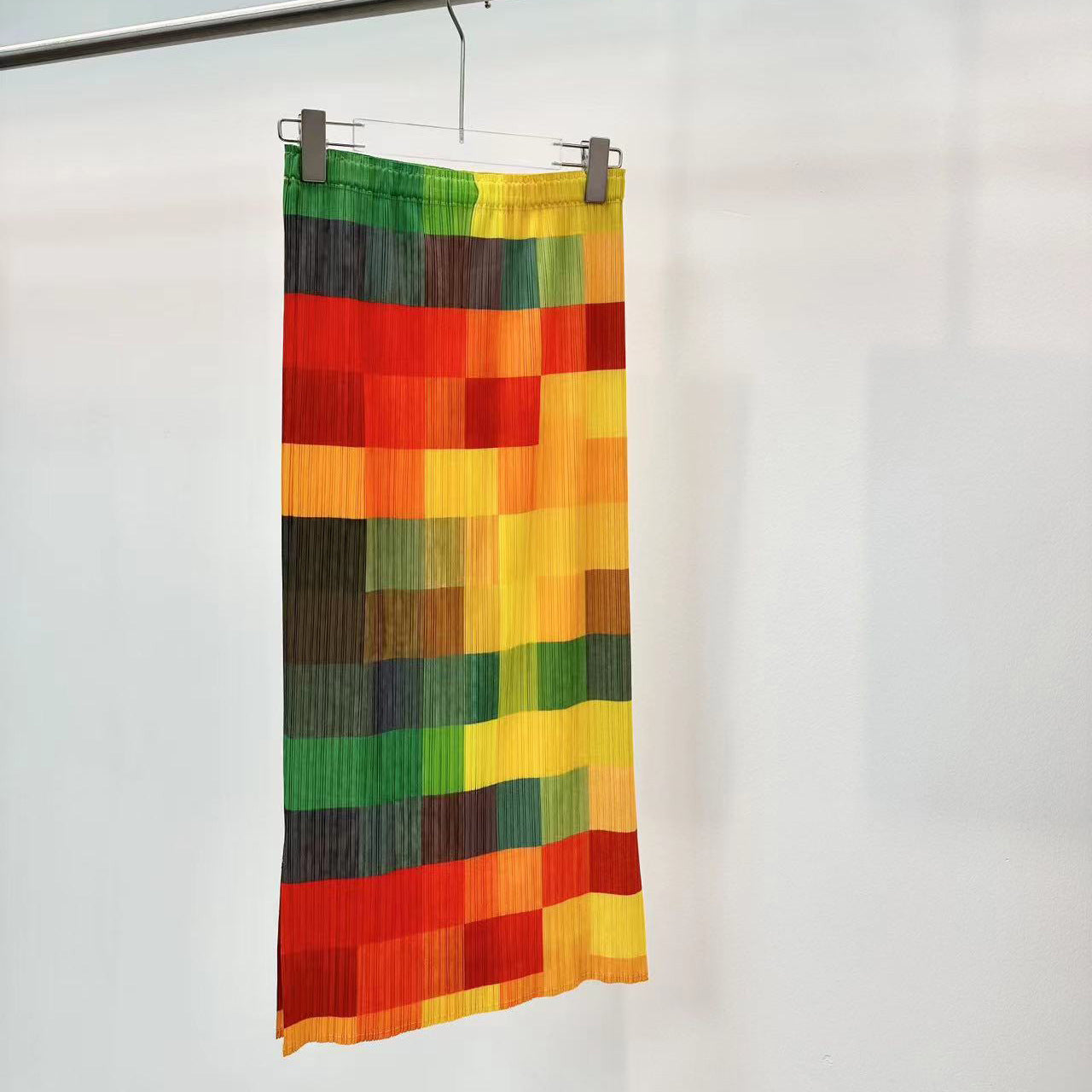 Plaid Printed Slimming A- line Skirt Mid-Length Pleated Skirt Temperament Dress Women's Summer