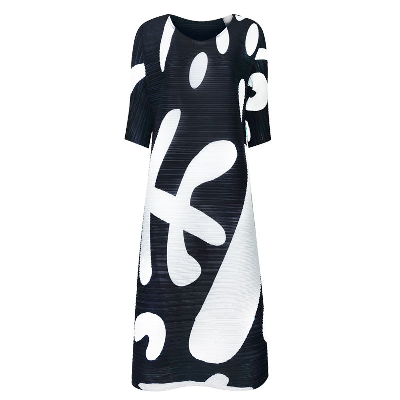 Lantern Dress Elegant Mid-Sleeve Women's Mid-Length Printed Dress Women's Fashion