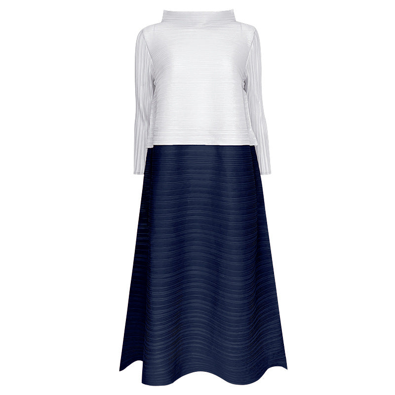 Autumn and Winter Trend Loose Casual Patchwork All-Matching Skirt Women's Mid-Length Dress