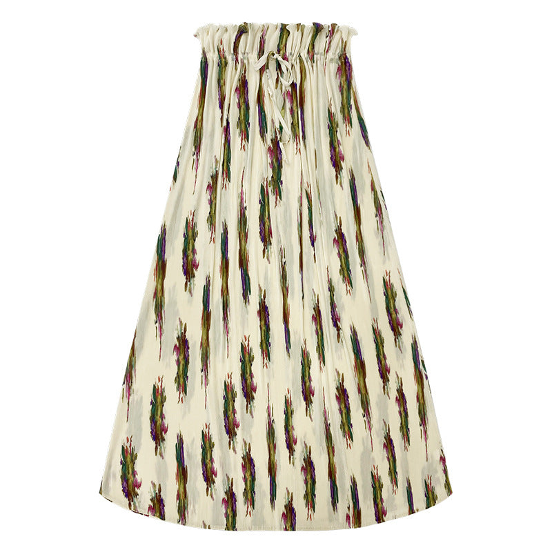 Oversized Pendulum Skirt New Printed Creative Style Long Wild Chiffon Skirt for Women