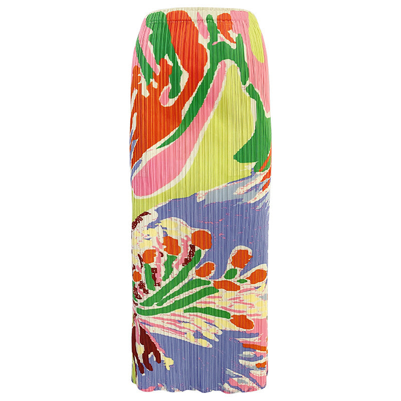 Painting Design Sense A- line Skirt Slim Fit Sheath Print Skirt