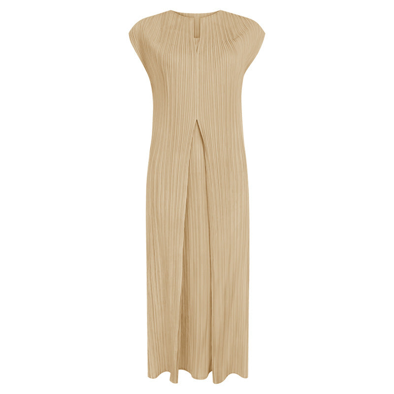 Elegant Style Vest Design Sleeveless V-neck Patchwork Skirt Dress Female Dress