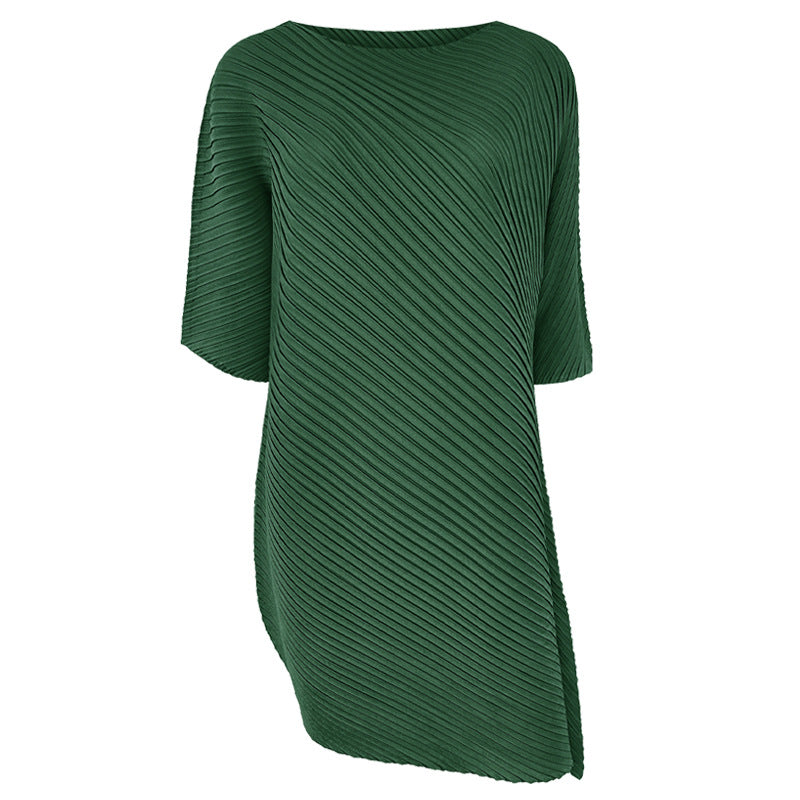 off-Shoulder Collar Irregular Top Women's Design Sense Niche Loose Three-Quarter-Length-Sleeved T-shirt Women