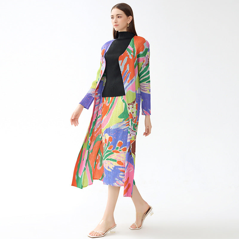 Printed Shawl Versatile Loose Graffiti Printing Classic Style Casual Jacket plus Size