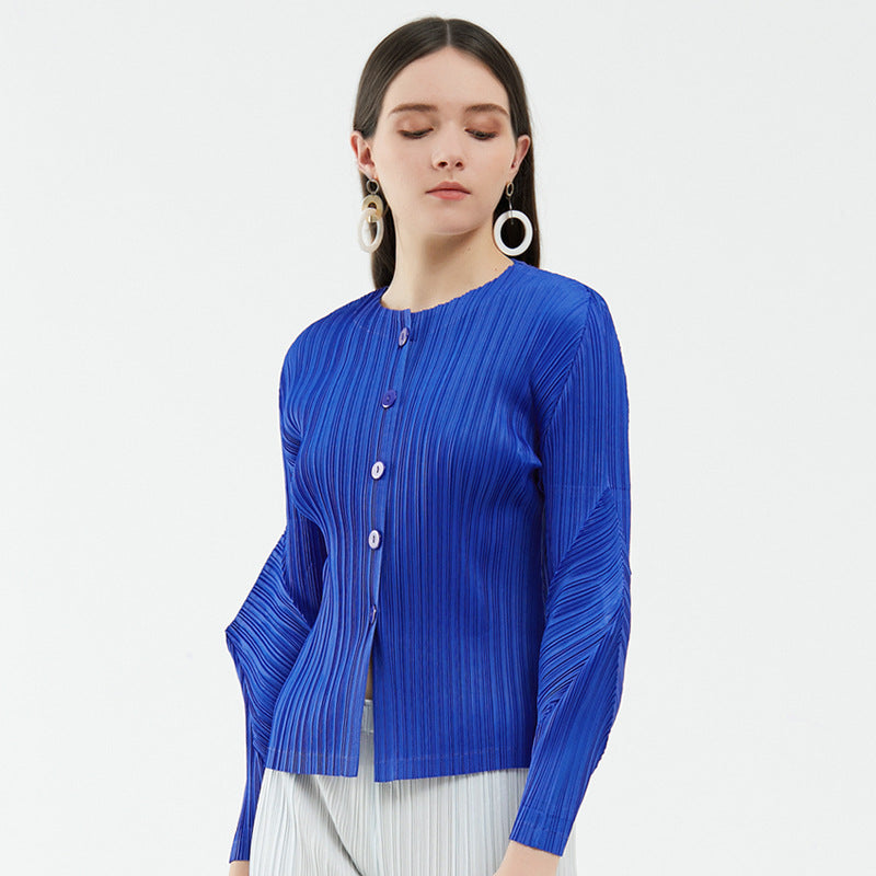 Long Sleeve Round Neck Top Women's Loose Slimming Shirt Chic Design Cardigan Niche